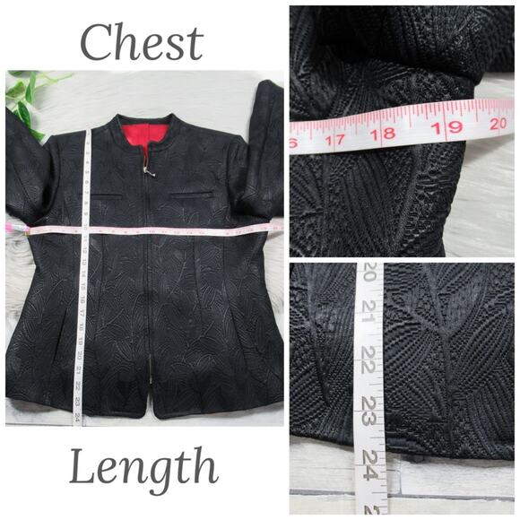 HOBBS Marilyn Anselm Black Textured Jacquard Zip Front Jacket Women’s Size 10 - Picture 11 of 13